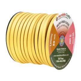 Mandala Crafts Faux Suede Cords Metallic Gold Leather Cords for Jewelry Making - 5mm Leather Laces Leather Strips Flat Vegan Leather Strings for Dream Catchers Supplies