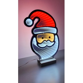 LED Santa Claus Infinity Effect Timer Function Illuminated on Both Sides Window Decoration X-Mas IP20-3 m Cable Including Stand for Indoor Use Size S - 21.5 x 7 x 30 cm