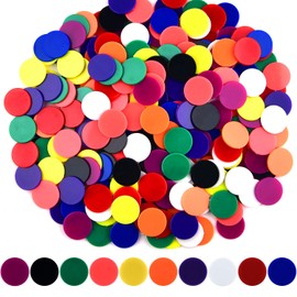 Coopay 300 Pieces 10 Colors Plastic Learning Counters Disks Bingo Chip Counting Discs Markers for Math Practice and Poker Chips Game Tokens,1Inch (Style 1)