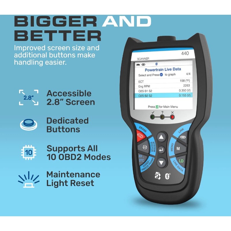 Unbranded 440 Bluetooth OBD2 escáner herramienta de diagnóstico/Le