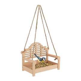 Tool & Tree Vogelfutterspender aus Holz 23,5x13x17,5 cm – Hängende Futterschaukel für Spatzen, Meisen, Wildvögel – FSC-Zertifiziert, dekorativer Futterspender für Garten, Balkon & Terrasse – Beige