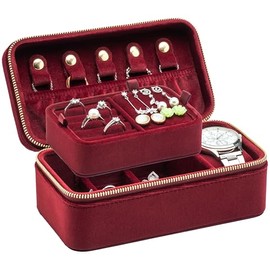 Caja Organizadora de Terciopelo para Anillos Múltiples, Bandeja Expositora con Cierre, Estuche para Pendientes, Relojes y Collares para Boda, Cumpleañ