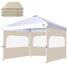 SCOCANOPY Sidewall for 10x10 Canopy Frame with Mesh Window and Zipper, 3 Pieces Sunwalls Only, (Beige)