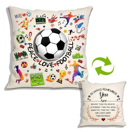 Double-Sided Cushion Covers Inspirational Football Gifts for Women Men Teens Birthday for Football Fans Players Coach Team Gift Dad Son Uncle Grandpa Friends Colleagues (football)