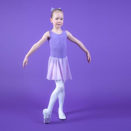 tanzmuster Girls' Sleeveless Ballet Dress - Minnie - EU Size 92-170 - Soft Cotton - Chiffon Skirt - Ballet Jersey for Children, lavender