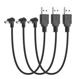 YACSEJAO 30CM 90 Degree Mini USB Short Cable,3Pcs Right Angle USB A 2.0 to Mini B Data Sync Charging Cable for Dash Cam Driving Recorder,MP3 Players,Camera (Down Angle)