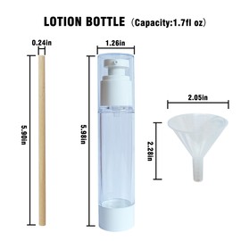Isolated air without straws cosmetics travel distribution pump bottle, label paper, suitable for lotion cream shampoo shower gel distribution (Transparent bottle lotion pump head, 4 bottles(1.7fl oz))