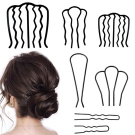Denipry 7 Pcs Hair Side Combs Vintage U Shape Teeth Metal Small and Large Updo Hair Comb French Hair Pin Accessories for Women Girls