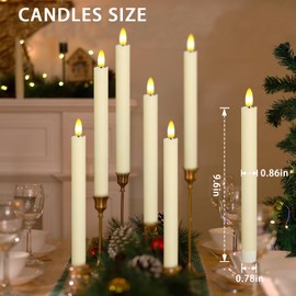 Upgraded Real Wax LED Flameless Taper Candles with Remote, KSWING 6 PCS Ivory Candlesticks Battery Operated 3D Flickering - 9.6” Long Realistic Fake Candle Sticks for Home/Wedding/Fireplace Xmas Decor