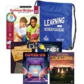 Summer Bridge Activities 6-7 Bundle, Ages 11-12, Math, Reading Comprehension, Writing, Science Summer Learning 7th Grade Workbooks All Subjects With Flash Cards, Children's Books, Drawstring Bag