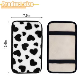 Zpana Car Center Console Cover, Furry Fuzzy Heart Print Soft Vehicle Armrest Seat Box Protector, Non-Slip Automotive Middle Console Decorative Cushion Pad, Universal for SUV RV Truck