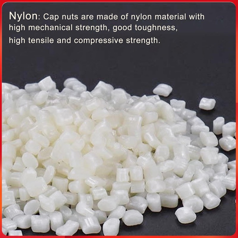 M8 Nylon Acorn Nuts, Pack of 50, Hex Nuts, Hexagon