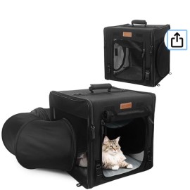Moysoon Zip Together Travel Pet Carrier Black ( 17x17x17 Single Size) Litter Box Hammock