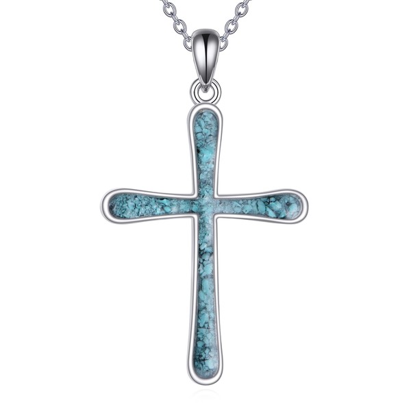 AINFQY Cross Chain Sterling Silver Abalone Celtic Cross Pendant Necklace