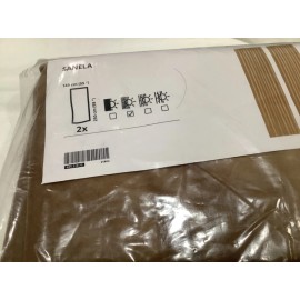 Ikea SANELA Velvet Curtain Room Darkening 2 Panels  Light Brown 55" x 98" NEW