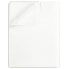 Cal King Size Flat Bed Sheet - Hotel Luxury Single Flat Sheet Only - Wrinkle Free & Fade Resistant Flat Sheet - Extra Soft, Comfy and Breathable Sheet for Women & Men - Antique White Flat Sheet Only