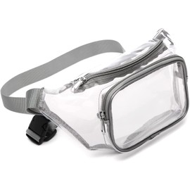 Jonnick Clear Fanny Pack, Stadium Approved Waist Pack, Waterproof Hip Pack with Adjustable Strap for Festival, Sports Games, Travel, Rave and Concerts (Waist Packs Gray)