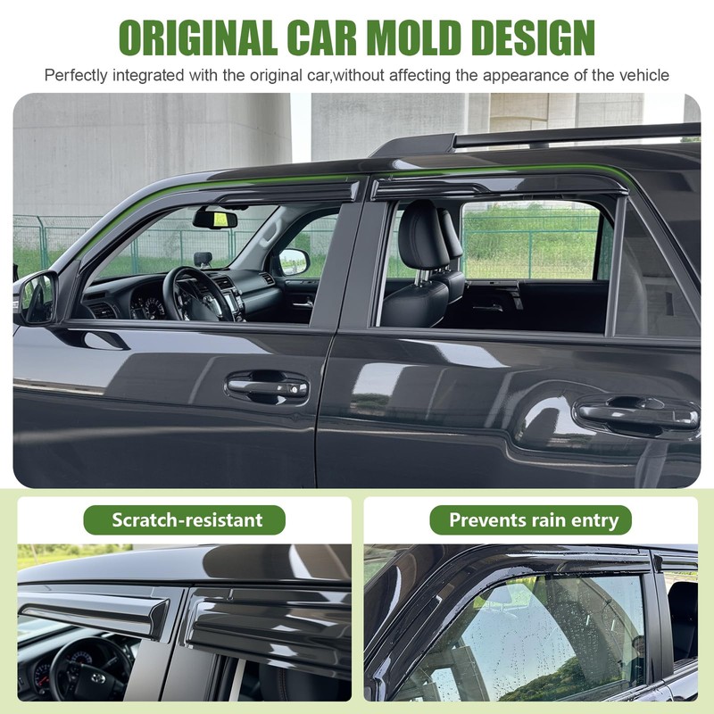 Qyebbk Window Visors Rain Guards for 2010-2022 Toyota 4Runner, Side