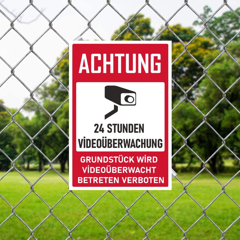 Videoüberwachung Sign, Achtung Videoüberwachung Sign, 20 x 30 cm, Made
