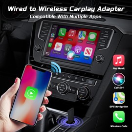 KAOLALI Carplay Wireless Adapter für Apple, für OEM Wireless Carplay Dongle Wired to Wireless Carplay Adapter Wireless Carplay Dongle 5GHz WiFi Carplay Adapter für Auto mit werkseitig verdrahtetem