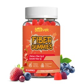 Babivek Fiber Gummies for Women and Men – Dietary Fiber, Gut Health Support, Vegan, Non-GMO, Non-Gluten, Mixed Berry & Strawberry Flavors, 60 Count