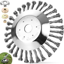 8" Grass Trimmer Cutter Head with Knotted Wire, Universal Solid Steel Wire Wheel, 25.4 mm Bore Brushcutter Attachment, Lawn Rotating Replacement Tool, Weeding Brush for Garden Mower
