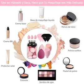 Set de 11 Esponjas para Maquillaje, Beauty Blenders y Aplicadores Mini para Polvo Facial y Base Líquida (Rosa-02)