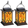 BOBKID 2 Pack Solar Lanterns Outdoor Waterproof, Flickering Flame Outdoor