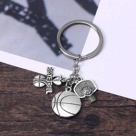 NUOBESTY Sports Keyring Basketball Metal Pendant Birthday Graduation Gifts, As Shown