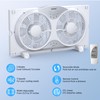 shinic 9" Twin Window Fan with Remote Control,Reversible Airflow,Removable Cover,3