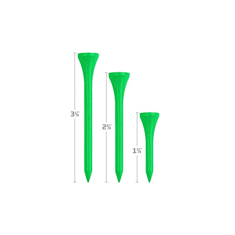 IZZO Golf Wood Golf Tees, 3.25 Inch, Neon Green (Pack