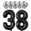 Black 38 Foil Balloons 40" Jumbo Foil Balloons Confetti Balloons