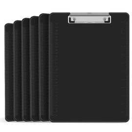 Black Clipboards, PANDRI 6 Pack Plastic Black Clipboards with Low Profile Clip 12.5 x 9 Standard Letter Size Clipboard for classrooms Office