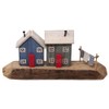 Nautical Rustic Wooden Coastal Village Beach House Ornament - Blue