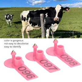 Gsycle 100 Sets Livestock Identification Tags, Lightweight PP Vibrant Numbered Ear Tags Accurate Ear Card for Goats Sheep Cattle Cows Pigs (Roseate)