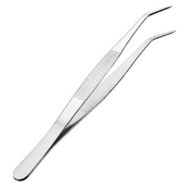 uxcell 8-Inch Stainless Steel Tweezers with Curved Pointed Serrated Tip Daily Garden Tool