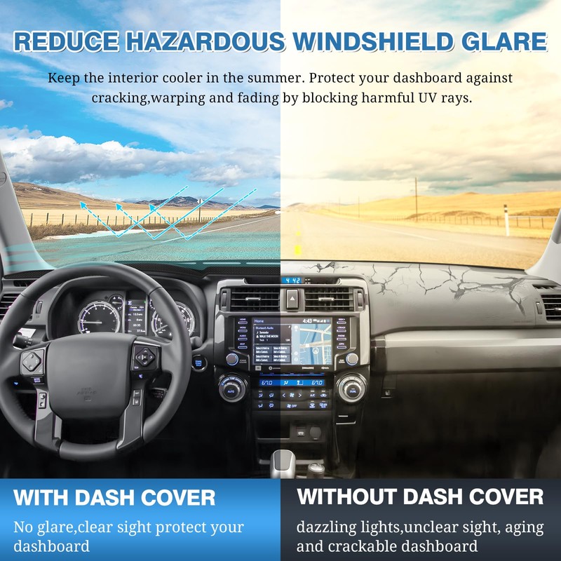 FIILINES Dash Cover for Toyota 4Runner 2010-2023, Dashboard Mat Accessories