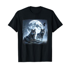 Mystical Wolves Native American Full Moon Mountain 0CAS09 T-Shirt