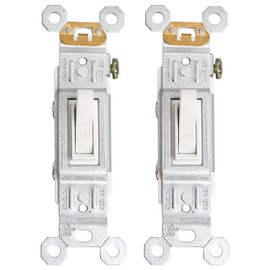 Baomain 2 PCS Grounding Toggle Light Switch, Quiet Switch, 15 Amp 120VAC Single Pole Residential Grade,On/Off Electrical Wall Switch, Glossy White UL Listed