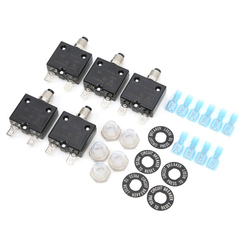 5A Thermal Circuit Breaker with Quick Connect Terminals Waterproof Cap