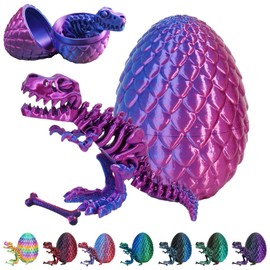 CWENDANER 3D Printed Dragon Egg Mysterious Dragon Toy Realistic Movable Dragon Figures Surprise Easter Dragon Eggs Home Decor (Blue Purple)
