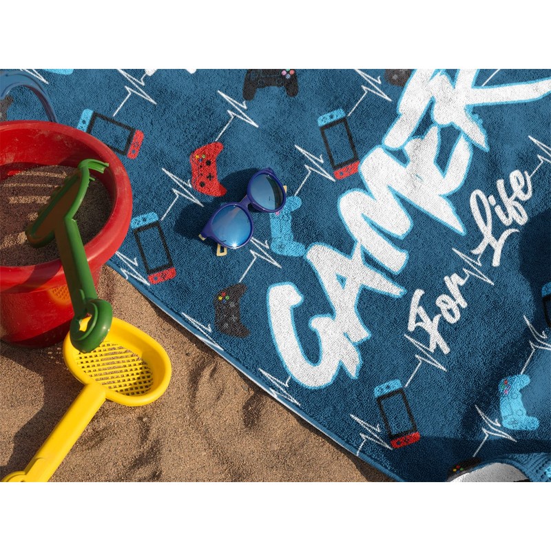 Gamer For Life Beach Towel - Gaming Controller Beats Design