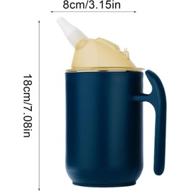 Senior Water Cup Sippy Cups for Elderly, Safe Silicone Spill Proof Cups with 2 Handles Straw and Lid for Adults for Hospital Patients, Elderly, Pregnant, and Disabled(Blue)