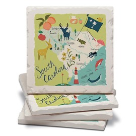 Thirstystone South Carolina Home State 4 Pack Tumbled Tile Stone Coasters