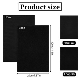 Pack of 6 20 x 30 cm Velcro for Sewing, Velcro Tape for Sewing, Velcro Tape Wide, Velcro for Sewing, Velcro for Fabric for Sewing