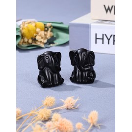 Jovivi Black Obsidian Elephant Ornament Crystal Gifts for Women 1.5" Healing Crystal Lucky Elephant Gifts for Women Feng Shui Decor for Home Office Desk