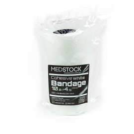 MEDSTOCK Cohesive Bandage, 10CM X 4.5M Stretched, White - 12 Rolls, Wound Care, Hypoallergenic, Breathable Elastic Self Adherent Wrap for People & Pets, Supports Injured Joints and Muscles