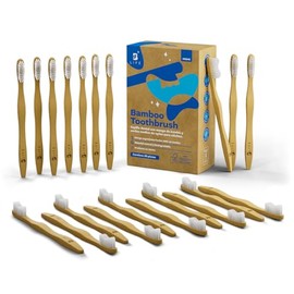 B Life Cepillos De Dientes De Bambú | Kit Con 20 Piezas | Cerdas Medias | Cepillos Para Adultos.