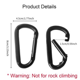 10 Pcs Heavy-Duty Carabiner, D-Shaped Spring Hook, Suitable for Camping, hammocks, Hiking, Keychains, Dog leashes, and Small Hooks for Key Rings