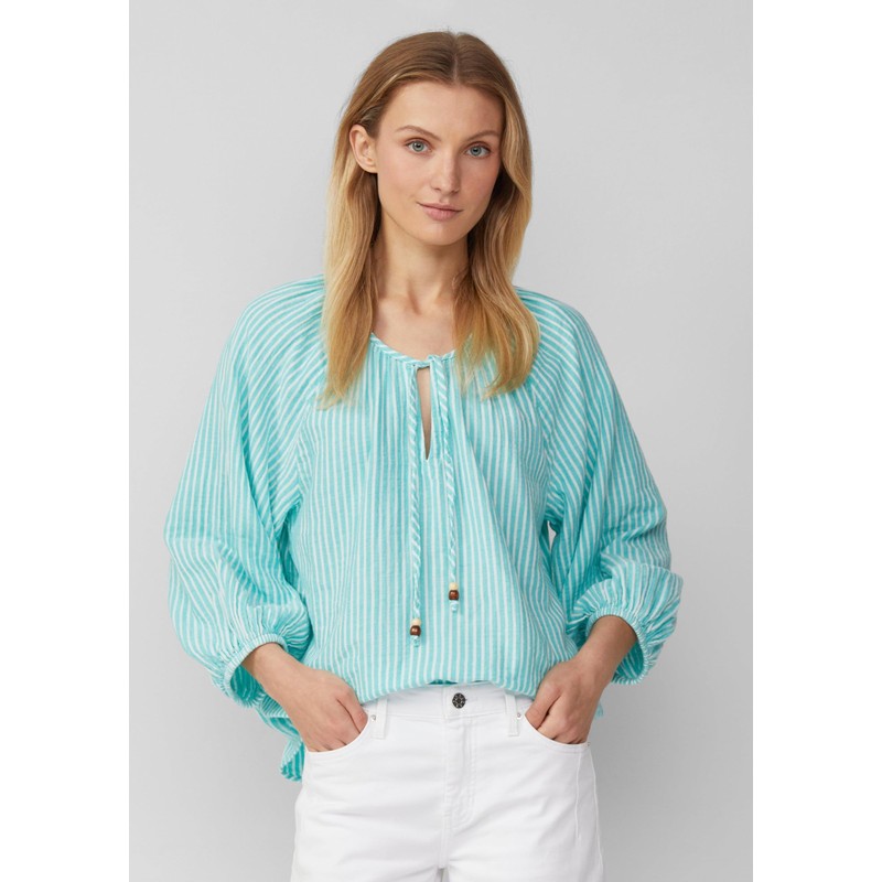 s.Oliver Raglan Sleeve Ruffle Muslin Blouse, turquoise